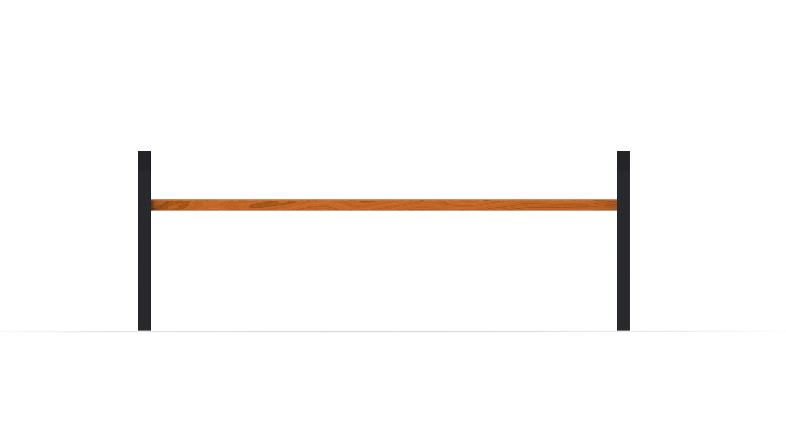 carbon steel and wood park bench counter view