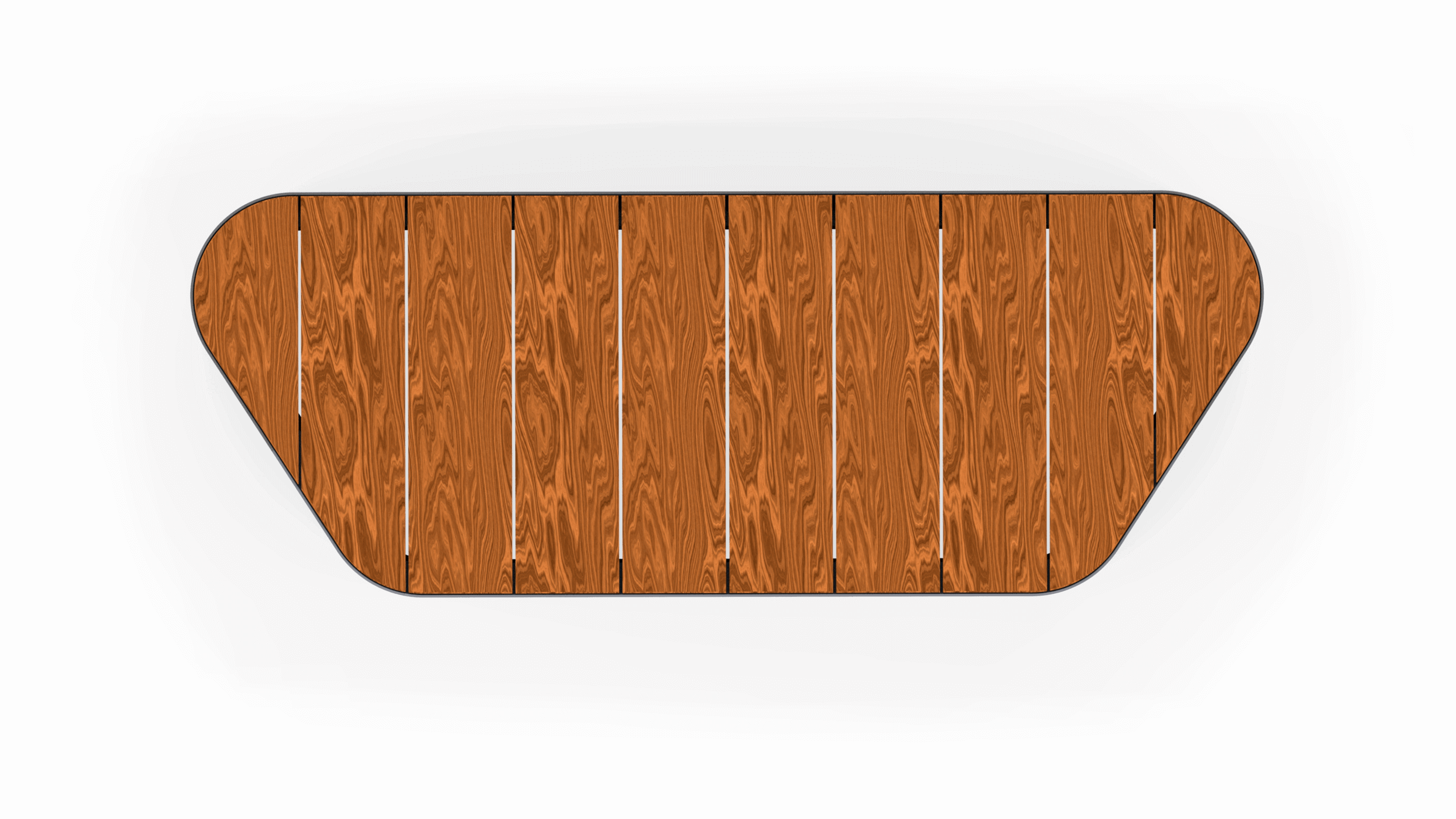 Overview of park bench with wooden plank seating
