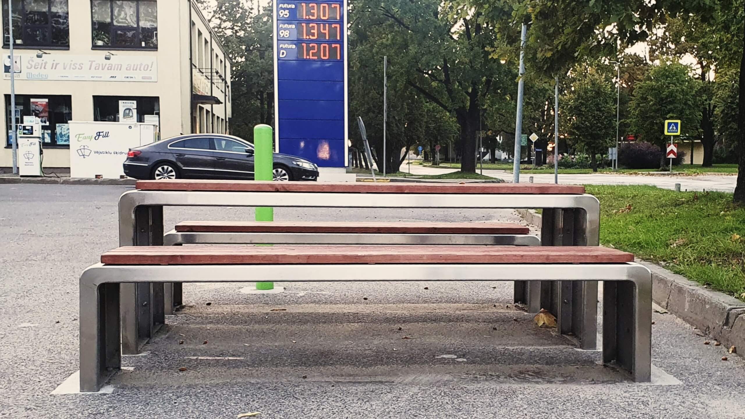 street bench in the urban environment