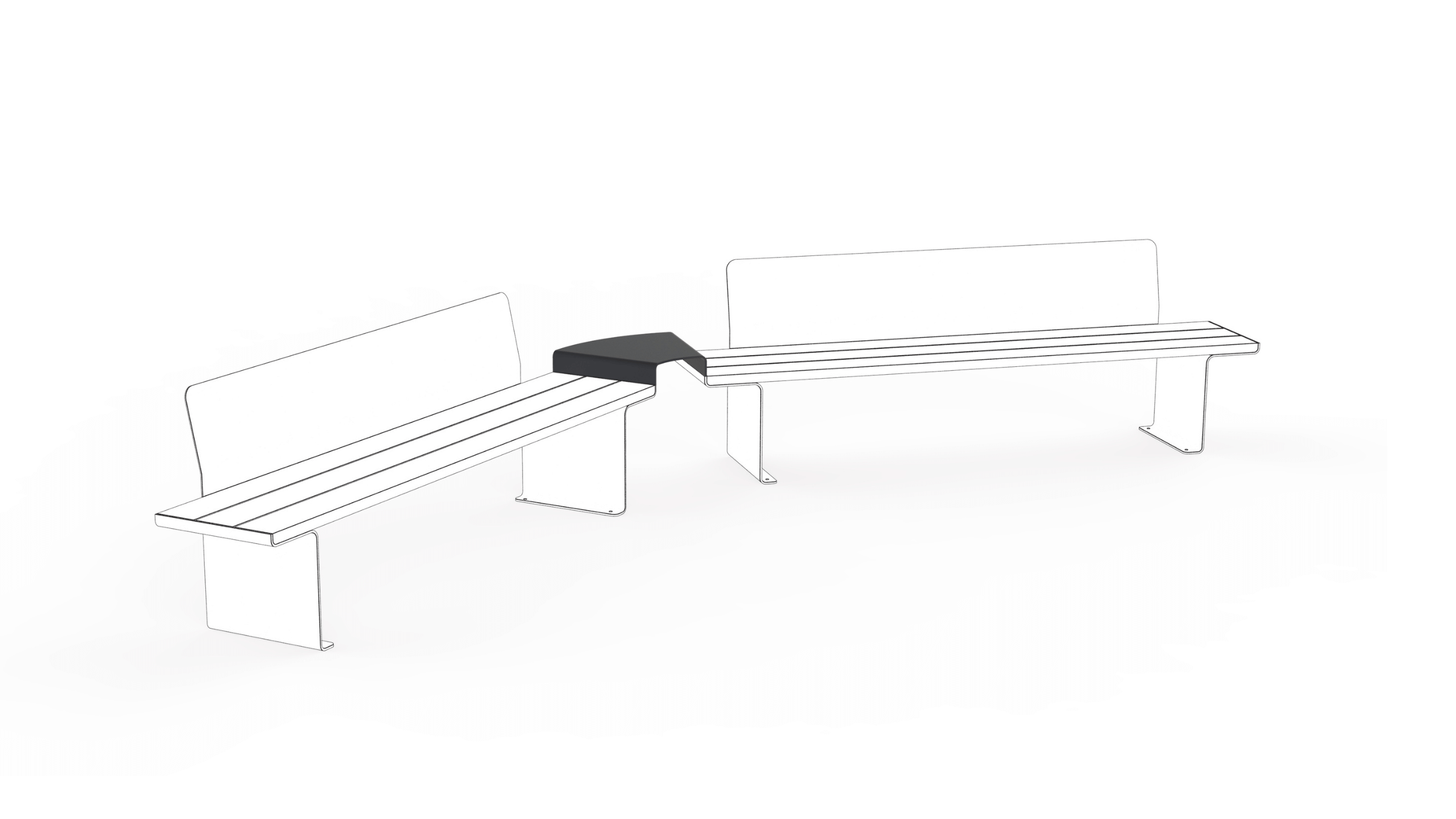 park bench with a table