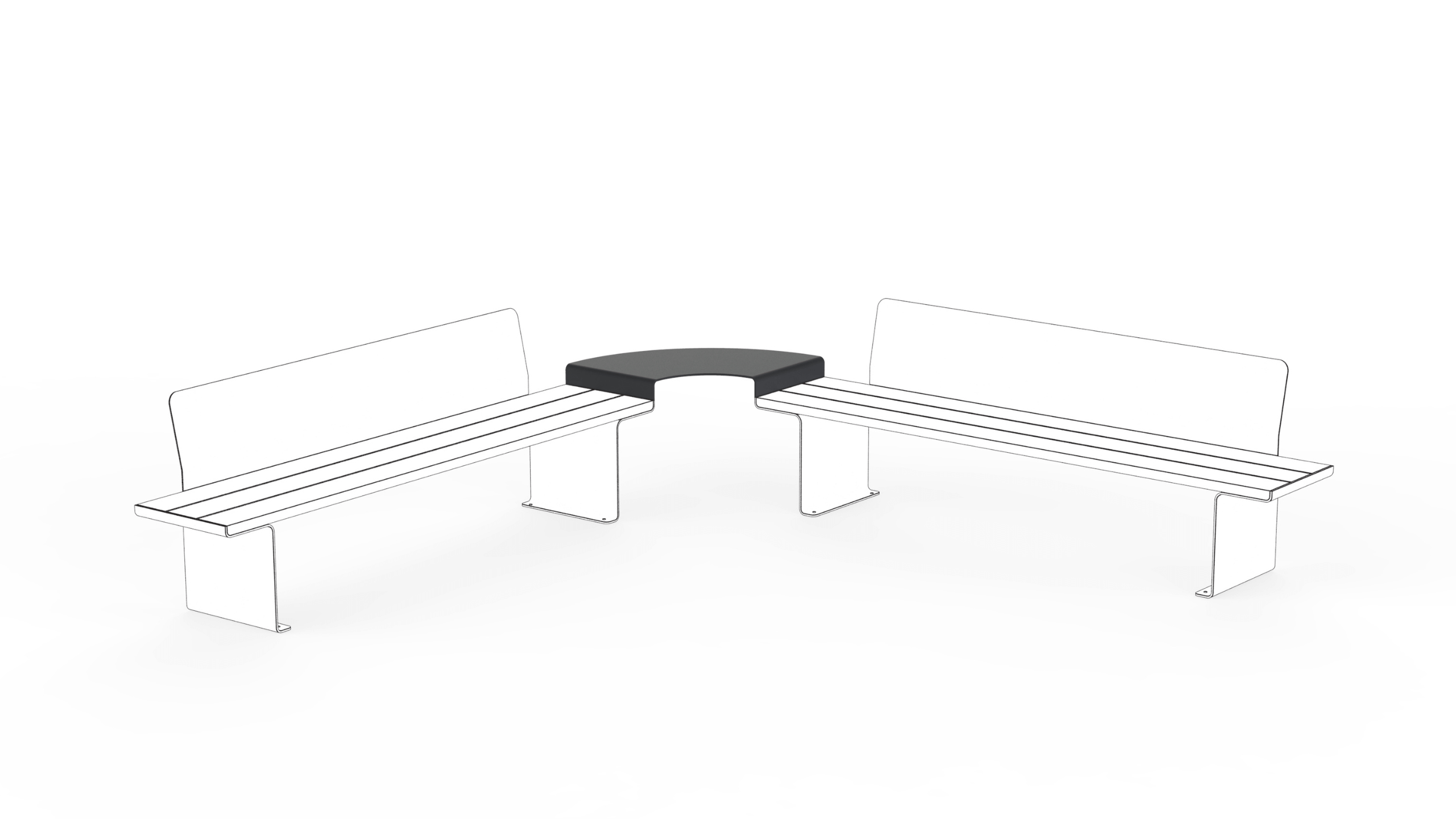 park bench with a table