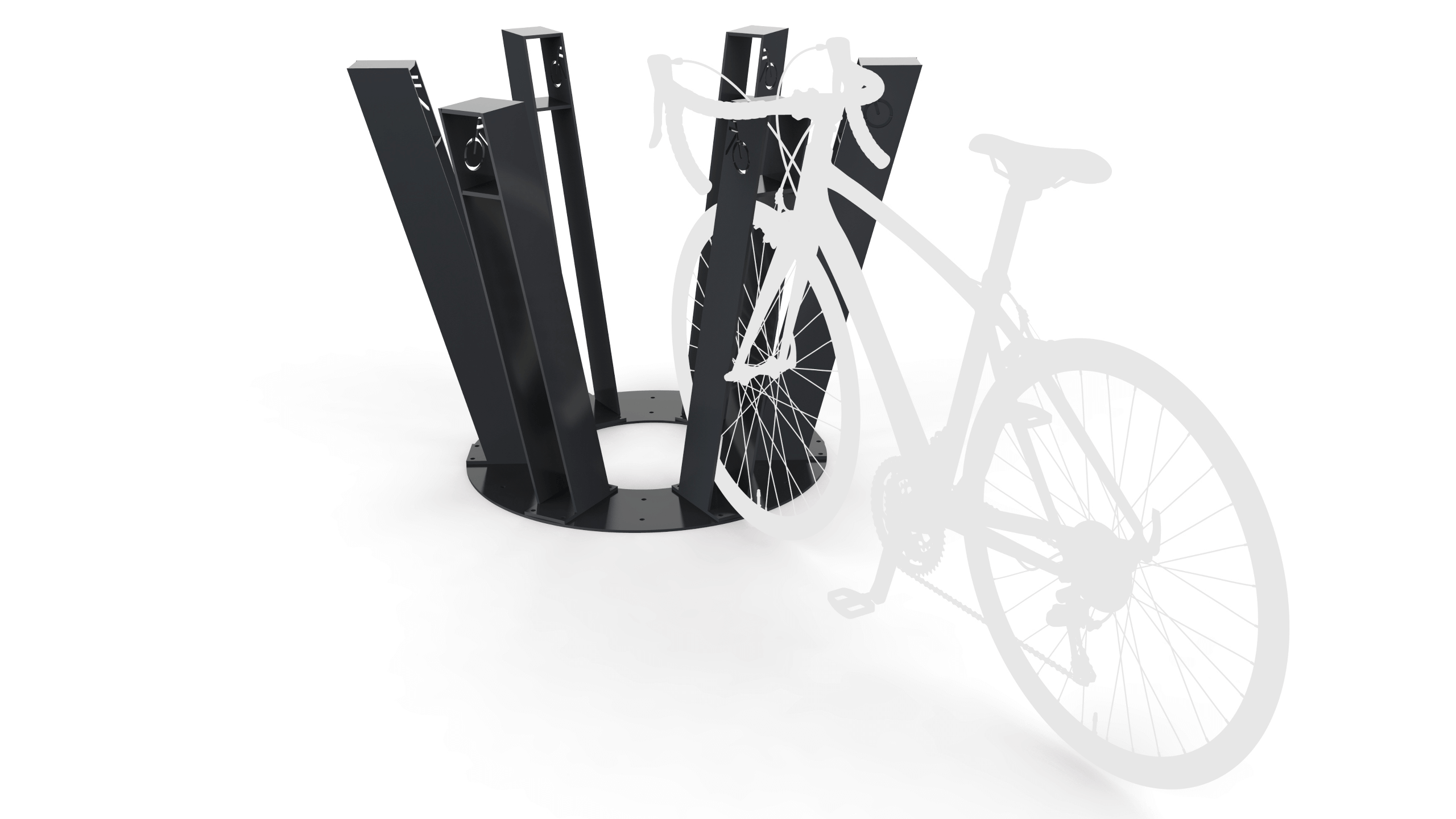 circle shaped bicycle racks from steel