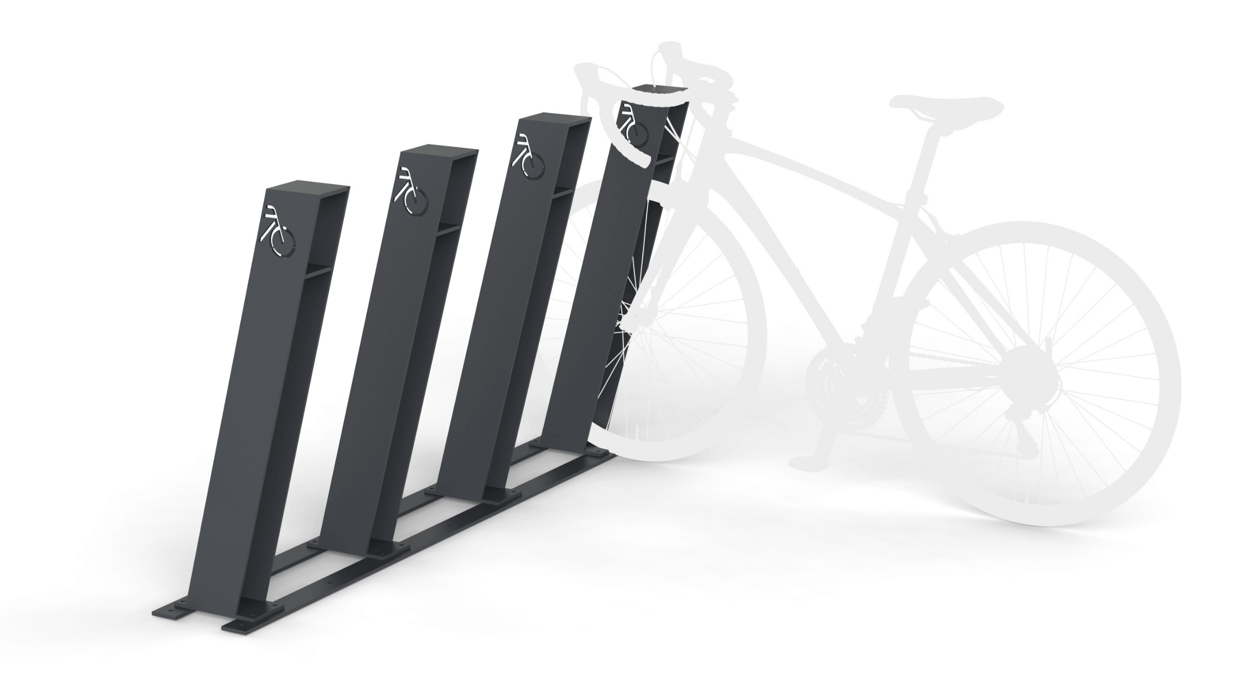 bike rack from steel block of 4 racks