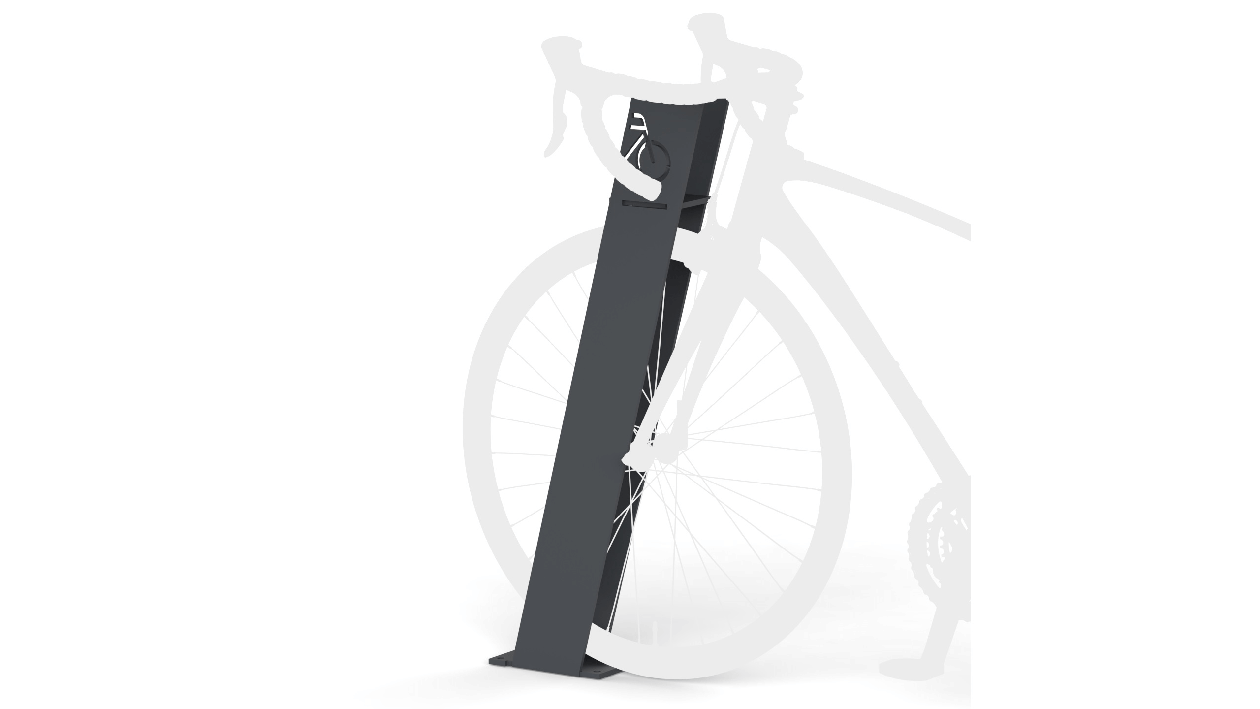single bike stand with a bicycle silhouette