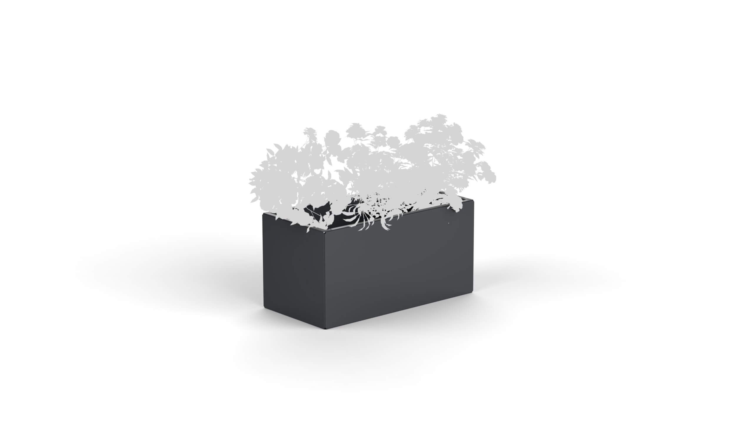 Flower planter rectangular shaped with flower silhouette