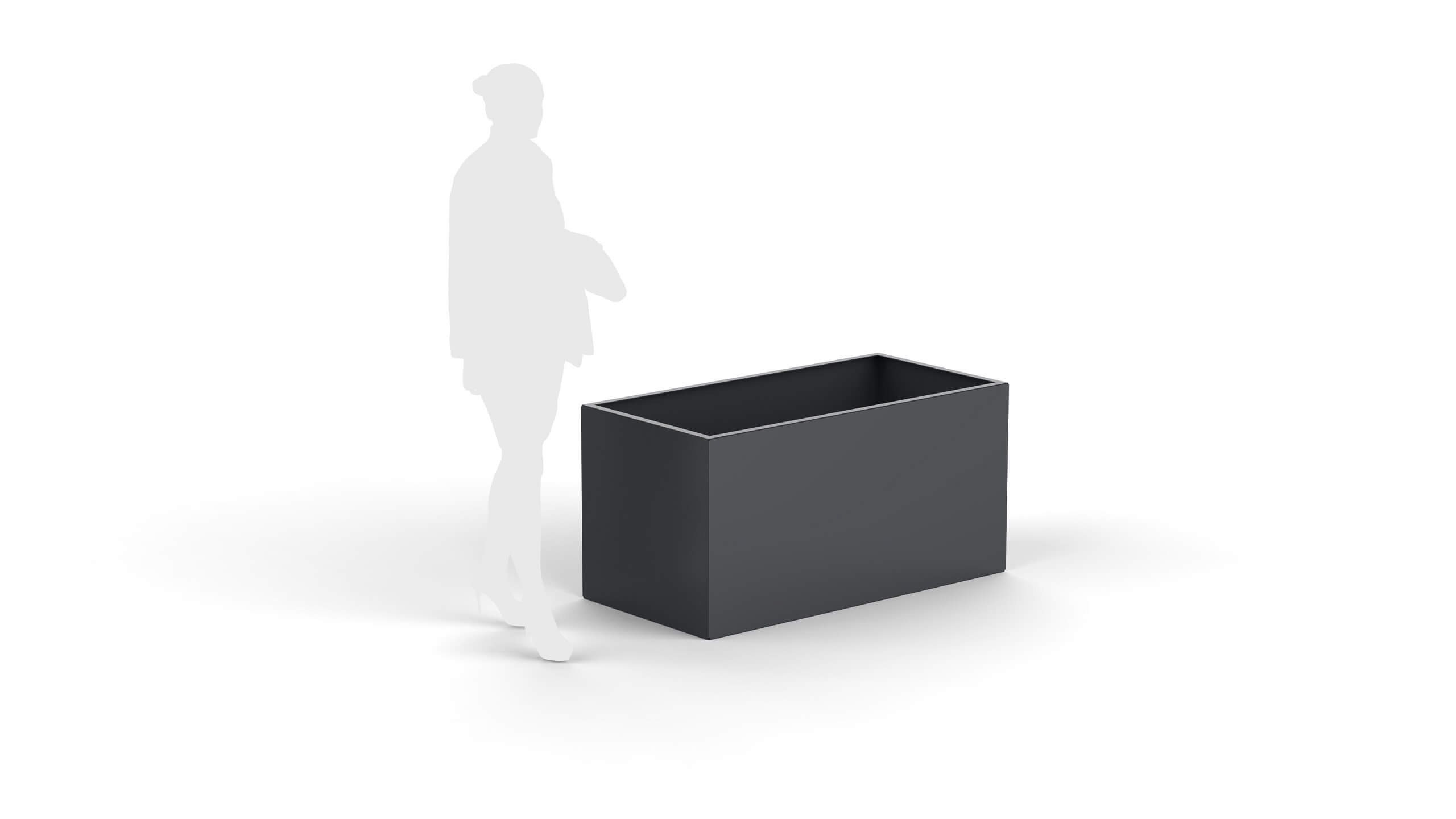 rectangular shaped plant pot with human silhouette