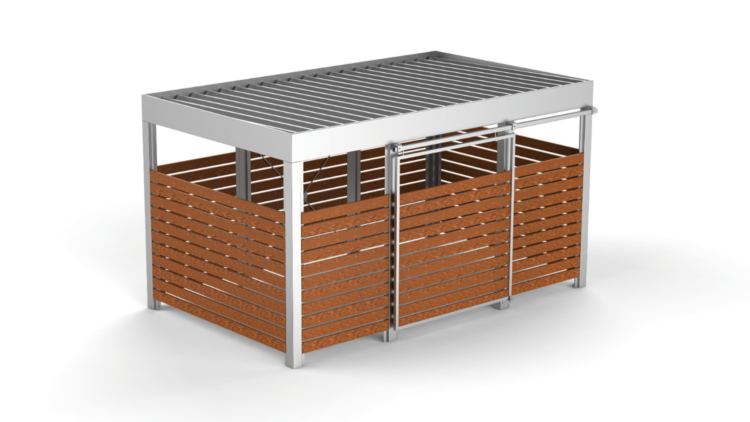 Rubbish shelter from stainless steel and wood
