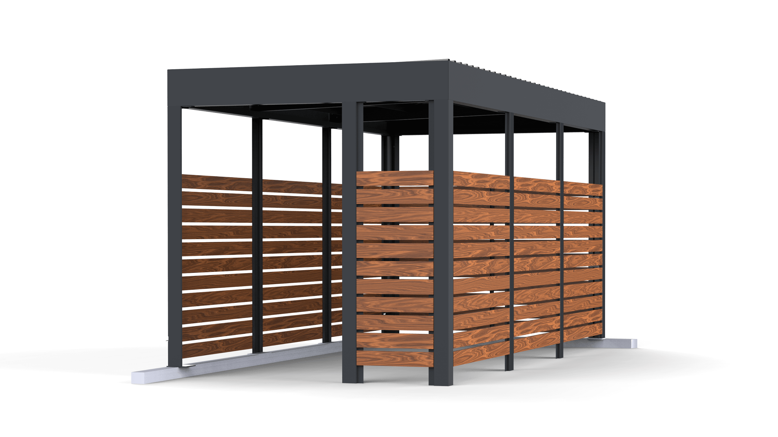 Trash enclosure from wood and metal